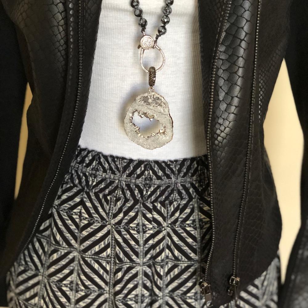 Cropped geometric track pant